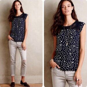 Anthropologie Meadow Rue polka dot sleeveless blouse szM